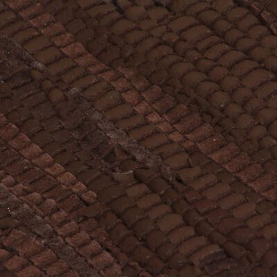 vidaXL Håndvevet Chindi teppe lær 80x160 cm brun