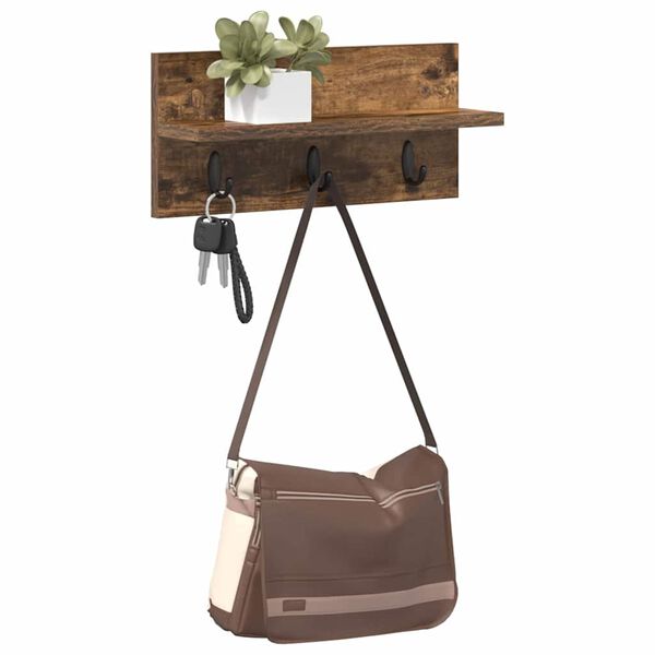 vidaXL Vegghengt kleshenger R&oslash;kt eik 40 x 10,5 x 18 cm Konstruert tre