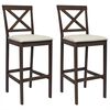 vidaXL Barstol 2 stk. Lys brun og beige Massiv gummitre og stoff