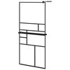 vidaXL Dusjvegg med hylle svart 90x195 cm ESG-glass og aluminium