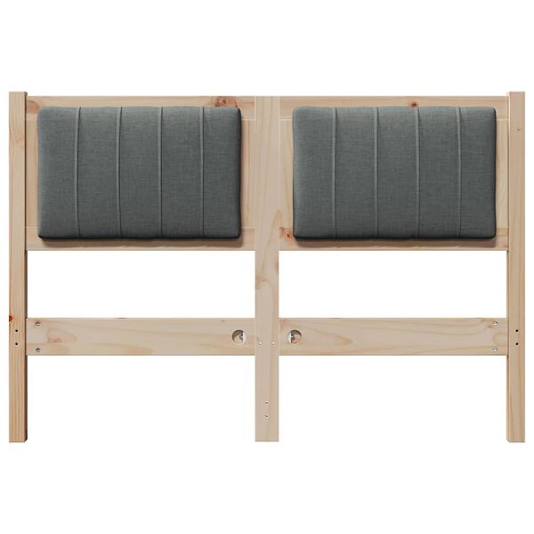 vidaXL Polstret sengegavl med hodegjerde Brun 120 cm Massiv furu