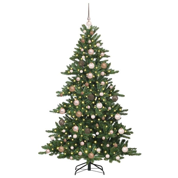 vidaXL Kunstig sammensatt juletre med 300 LED gr&oslash;nn 180 cm PVC og st&aring;l
