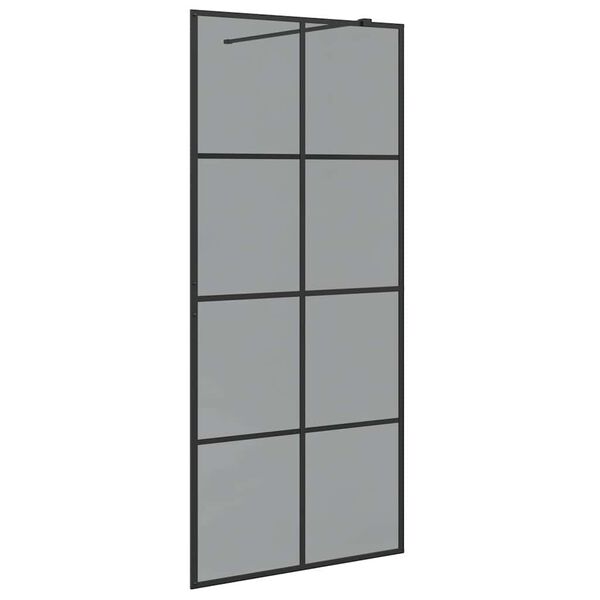 vidaXL Walk-in Dusjvegg Svart 90 x 195 cm herdet glass