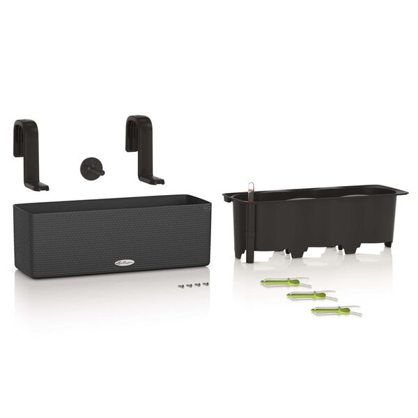 LECHUZA Plantekasse CUBE color triple med braketter antrasitt 13684