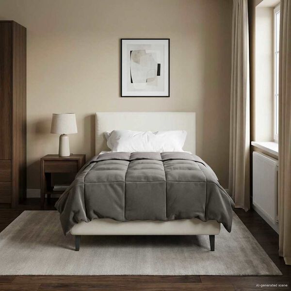 vidaXL Sommerdyne Quilted Lysegr&aring; 135 x 200 cm Mikrofiber