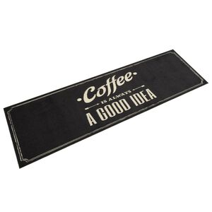 vidaXL Kj&oslash;kkenteppe vaskbar Coffee tekst 45x150 cm fl&oslash;yel