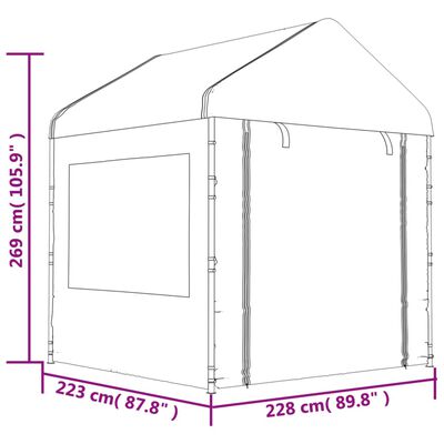 vidaXL Paviljong med tak hvit 20,07x2,28x2,69 m polyetylen