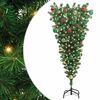 vidaXL Opp-ned kunstig forh&aring;ndsbelyst juletre med baller gr&oslash;nn 150 cm