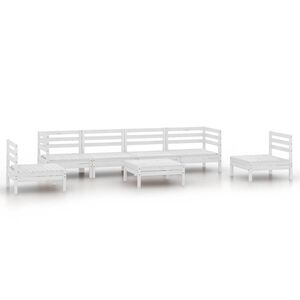 vidaXL Hagesofagruppe 7 deler hvit heltre furu