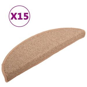 vidaXL Trappematter 15 stk 56x17x3 cm lysebrune halvrund