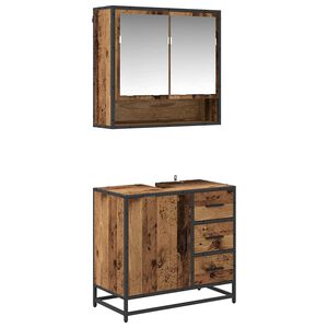vidaXL Baderomsinnredningssett 2 stk. Gamle tre 65 x 33 x 60 cm