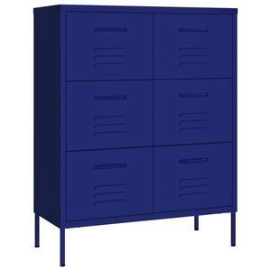 vidaXL Kommode marinebl&aring; 80x35x101,5 cm st&aring;l