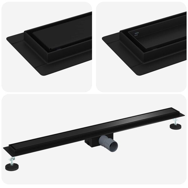 vidaXL 2 i 1 Dusjavl&oslash;p Svart 90 cm Rustfritt St&aring;l 304