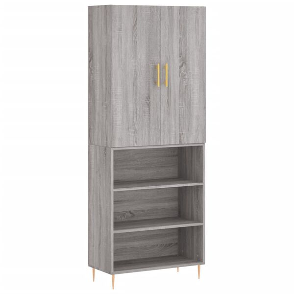 vidaXL Highboard gr&aring; sonoma 69,5x34x180 cm konstruert tre