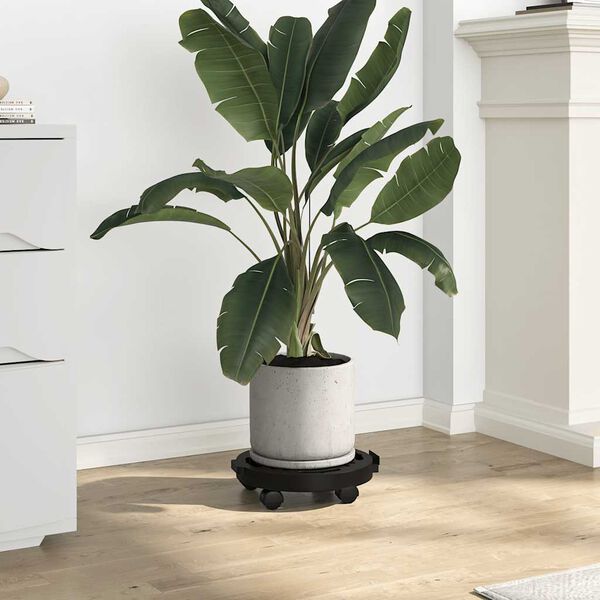 vidaXL Plantetralle med hjul 5 stk diameter 30 cm svart 170 kg