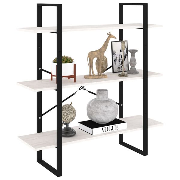 vidaXL Bokhylle 3 nivåer hvit 100x30x105 cm heltre furu