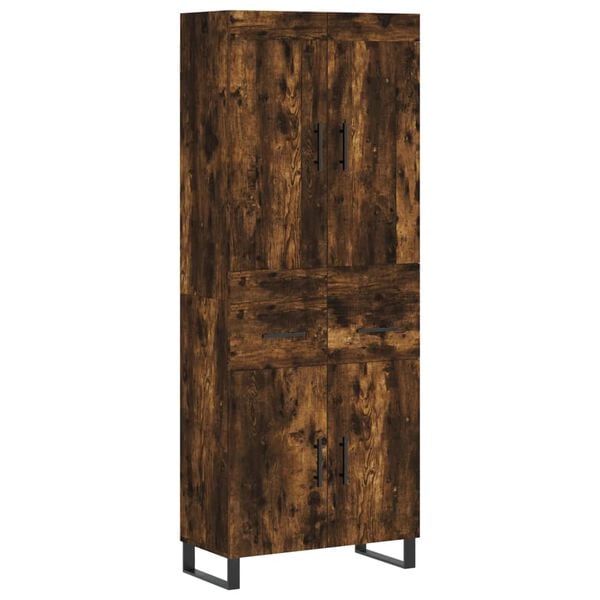 vidaXL Highboard r&oslash;kt eik 69,5x34x180 cm konstruert tre