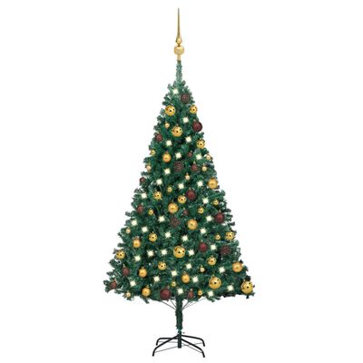 vidaXL Kunstig juletre med LED og kulesett 120 cm PVC grønn