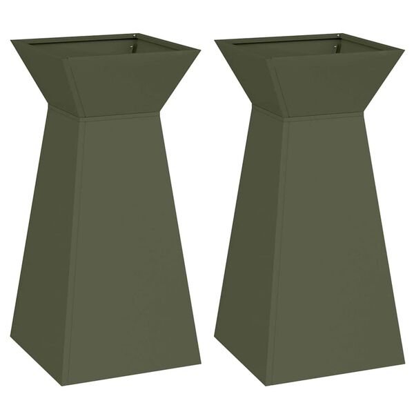 vidaXL Søyleplanter 2 pcs Olivengrønn 35 x 35 x 73 cm