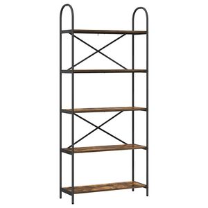 vidaXL Bokhylle 5 niv&aring;er 80 x 30 x 183 cm Konstruert tre R&oslash;kt eik