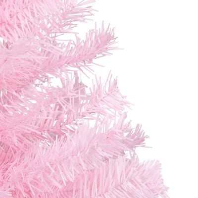 vidaXL Forhåndsbelyst kunstig juletre med stativ rosa 210 cm PVC