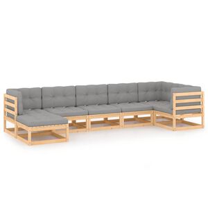 vidaXL Hagesofagruppe med puter 7 deler heltre furu