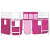 vidaXL Kiddos Loft Senge Ramme med Gardiner Hvit og Rosa 90 x 200 cm