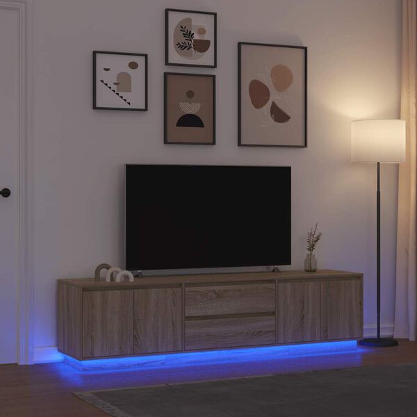 vidaXL TV-benk med LED-lys sonoma eik 193,5x41x50 cm