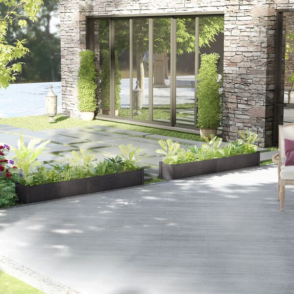 vidaXL Plantekasser 2 stk gr&aring; 200x31x31 cm heltre furu