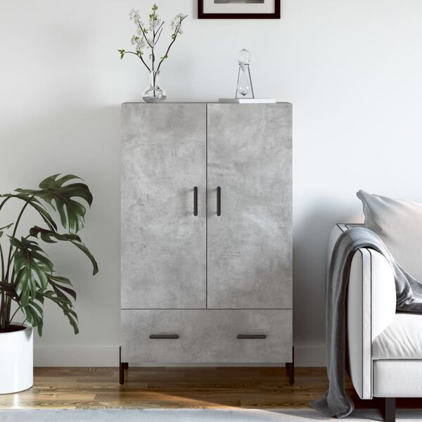 vidaXL Highboard betonggr&aring; 69,5x31x115 cm konstruert tre