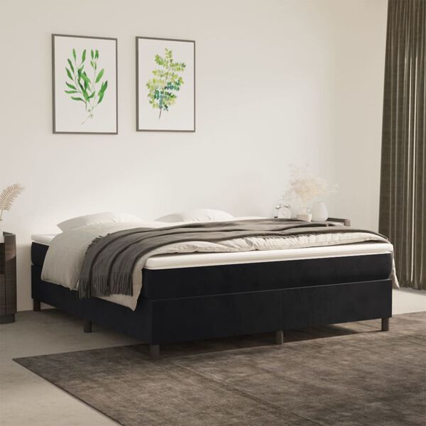 vidaXL Boxspring-sengeramme svart 180x200 cm Super King fløyel