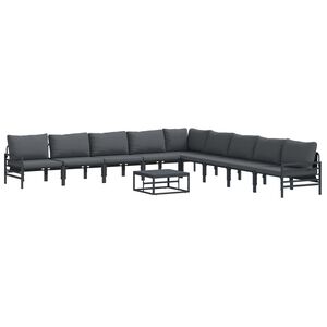 vidaXL Hagesofa Set 10 stk. Svart St&aring;l