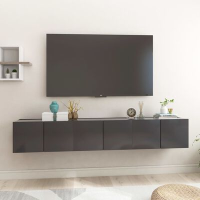 vidaXL Hengende TV-benker 3 stk grå 60x30x30 cm