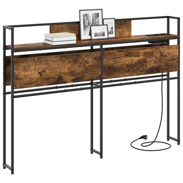 vidaXL Lagringshodegavl med hylle R&oslash;kt eik 120 cm Konstruert tre