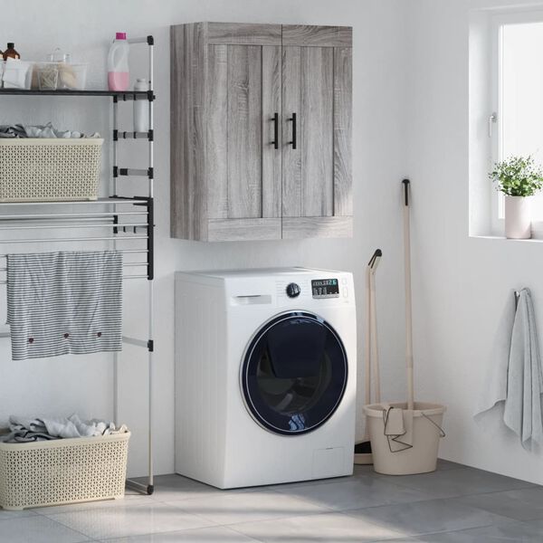 vidaXL Veggskap gr&aring; sonoma 69,5x34x90 cm konstruert tre