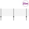 vidaXL Gjerde med stolpe Gr&aring; 0,4 x 25 m St&aring;l og PVC