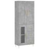 vidaXL Highboard betonggr&aring; 69,5x34x180 cm konstruert tre