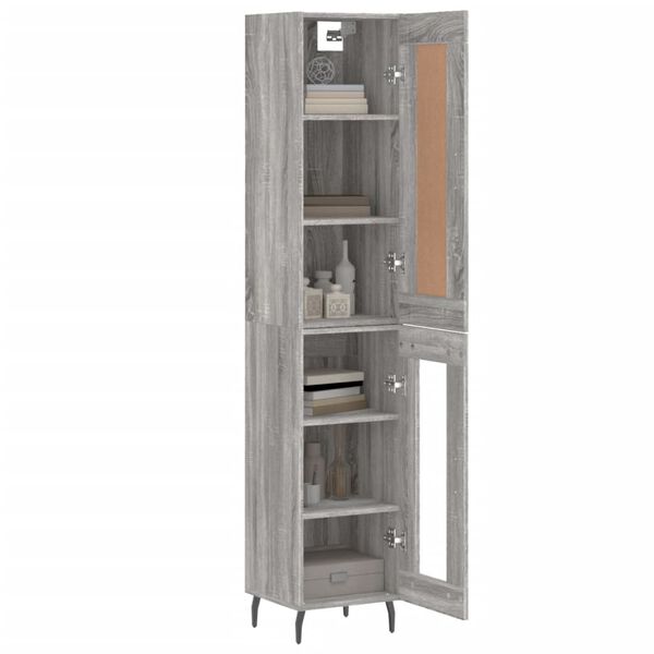 vidaXL Highboard gr&aring; sonoma 34,5x34x180 cm konstruert tre