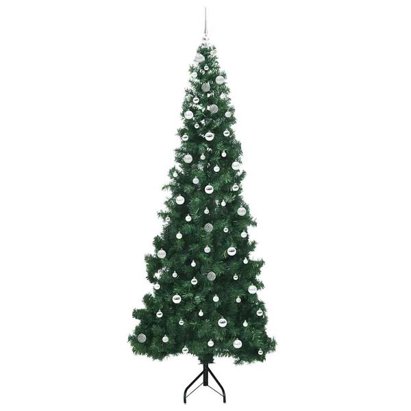 vidaXL Hjørne Kunstig Jul Tre med 300 LED grønn 240 cm PVC og metall