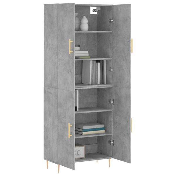 vidaXL Highboard betonggr&aring; 69,5x34x180 cm konstruert tre