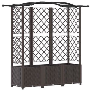 vidaXL Hevet Bed med Trellis og Tak Brun 163 x 40 x 141 cm PP