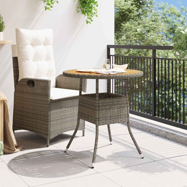 vidaXL Middag Bord Gr&aring; og Akasie 70 x 70 x 73 cm Solid akasietre