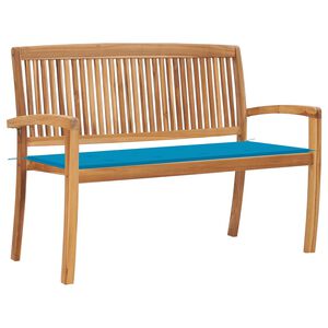 vidaXL Stablebenk med pute 128,5 cm heltre teak
