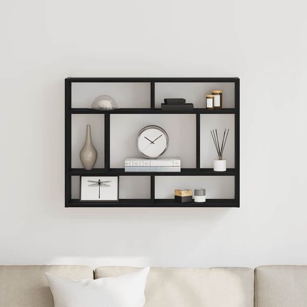 vidaXL Vegghylle svart eik 75x16x55 cm konstruert tre