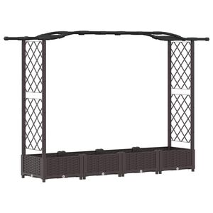 vidaXL Hevet Bed med Trellis og Tak Brun 207 x 40 x 123 cm PP