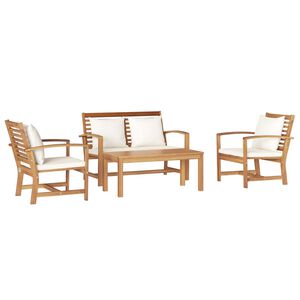 vidaXL Hagesofa Set 4 pcs Naturlig Massivt Teaktre