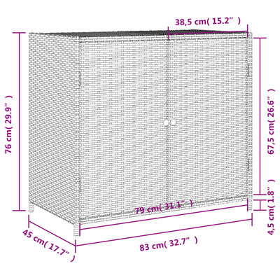 vidaXL Utendørs oppbevaringsskap grå 83x45x76 cm polyrotting