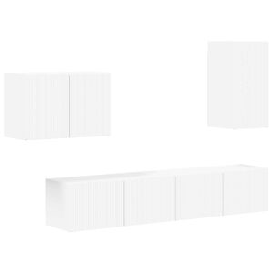 vidaXL TV vegghyllesett Veggmontert 4 pcs Hvit Konstruert tre