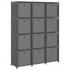 vidaXL Displayhylle med 12 kuber og bokser gr&aring; 103x30x141 cm stoff
