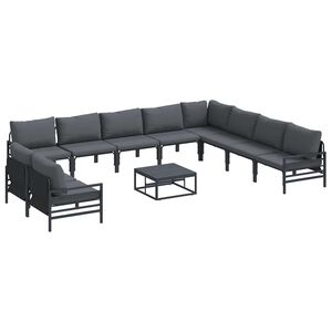 vidaXL Hagesofa Set 11 stk. Svart St&aring;l